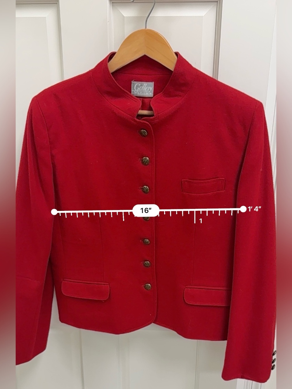 80’s VINTAGE Equestrian 100% Wool Red Austrian Jacket Military Mandarin Blazer M - Picture 16 of 16